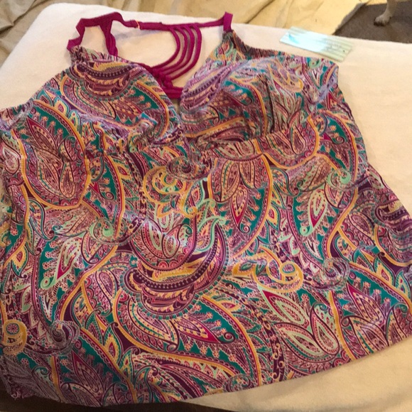 ♦️SALE♦️Playa 2pc Swim suit Berry/paisley Sz 2x - Picture 2 of 6